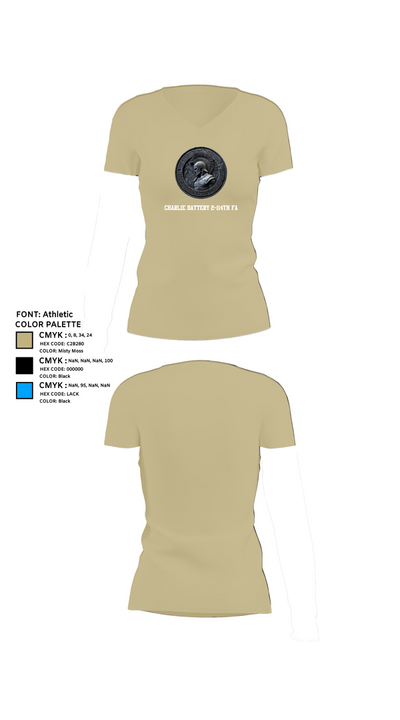 Charlie Battery 2-114th FA 47332730 Women's Short Sleeve V-neck Shirt - 80