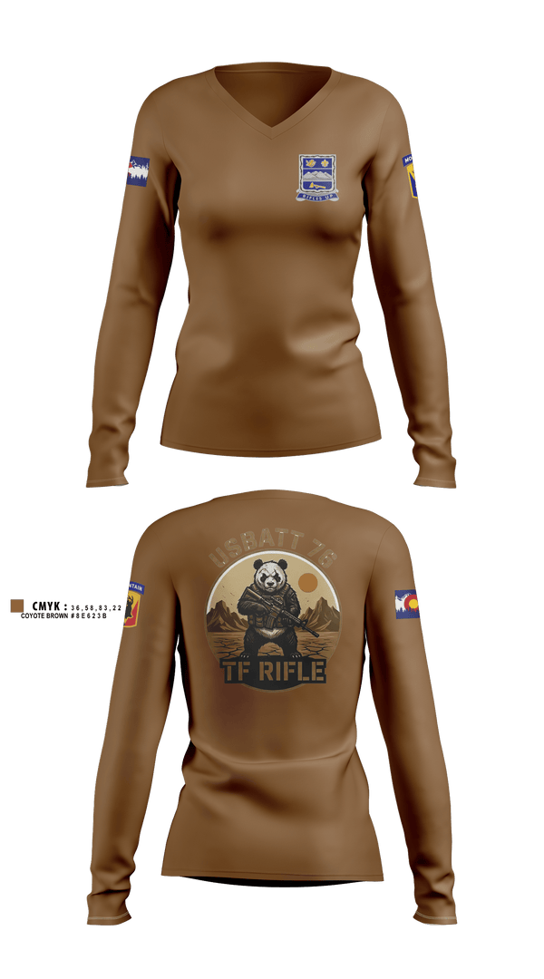 Womens Long Sleeve Vneck Shirt, 1-157th IN BN, National Guard, Teamtime, Team time, sublimation, custom sports apparel, team uniforms, spirit wear, spiritwear, sports uniforms, custom shirts, team store, custom team store, fundraiser sports, apparel fundraiser