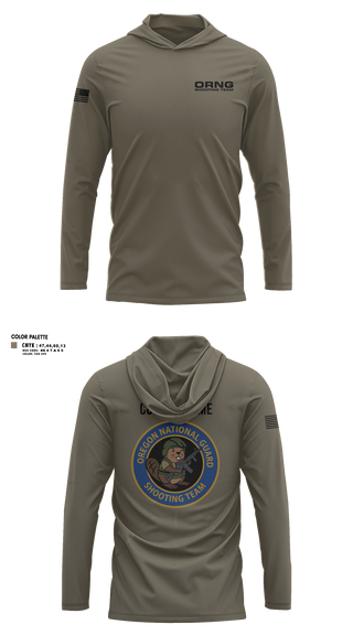 Long Sleeve Performance Shirt with hood, Oregon national guard shooting team, Army, Teamtime, Team time, sublimation, custom sports apparel, team uniforms, spirit wear, spiritwear, sports uniforms, custom shirts, team store, custom team store, fundraiser sports, apparel fundraiser