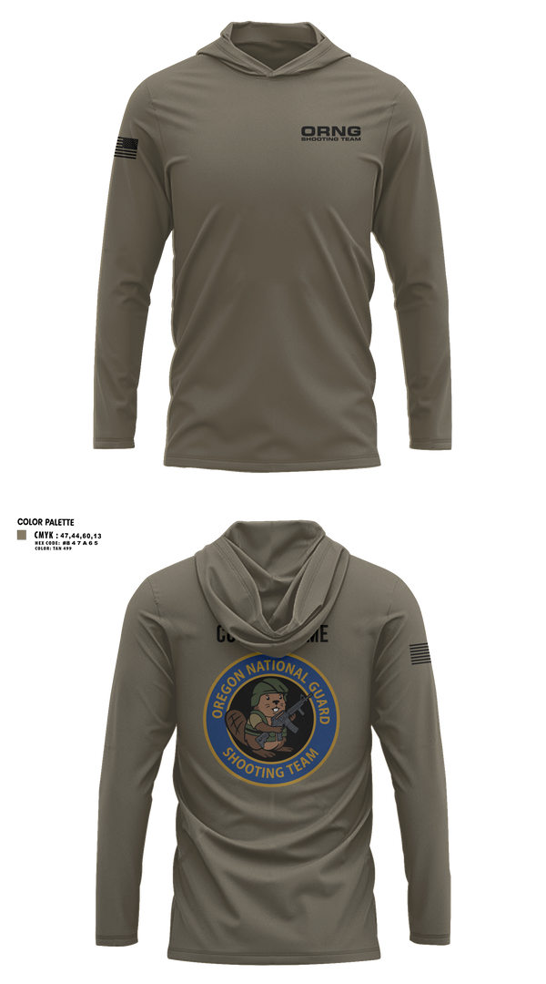 Long Sleeve Performance Shirt with hood, Oregon national guard shooting team, Army, Teamtime, Team time, sublimation, custom sports apparel, team uniforms, spirit wear, spiritwear, sports uniforms, custom shirts, team store, custom team store, fundraiser sports, apparel fundraiser