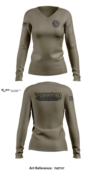 Womens Long Sleeve Vneck Shirt, E.Co 250th BSB, Army, Teamtime, Team time, sublimation, custom sports apparel, team uniforms, spirit wear, spiritwear, sports uniforms, custom shirts, team store, custom team store, fundraiser sports, apparel fundraiser