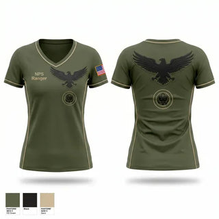 Womens Short Sleeve Vneck Shirt, NPS Ranger, Police, Teamtime, Team time, sublimation, custom sports apparel, team uniforms, spirit wear, spiritwear, sports uniforms, custom shirts, team store, custom team store, fundraiser sports, apparel fundraiser