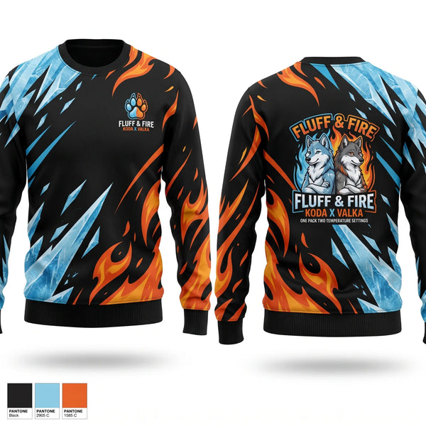 Crew Neck Sweatshirt, Fluff and fire, E-Sports, Teamtime, Team time, sublimation, custom sports apparel, team uniforms, spirit wear, spiritwear, sports uniforms, custom shirts, team store, custom team store, fundraiser sports, apparel fundraiser