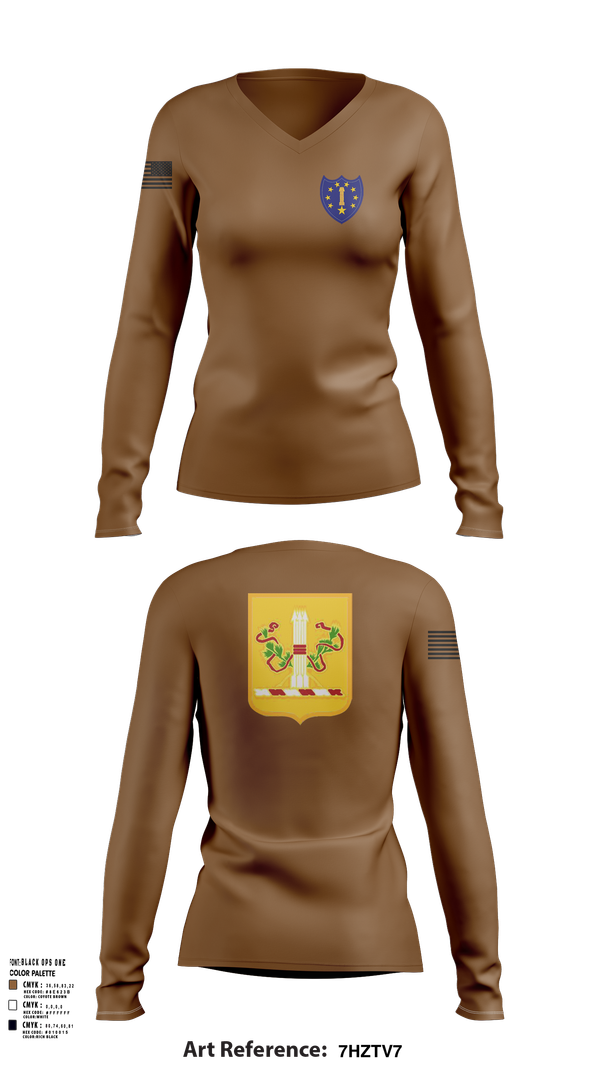 Womens Long Sleeve Vneck Shirt, 54th Troop Command, , Teamtime, Team time, sublimation, custom sports apparel, team uniforms, spirit wear, spiritwear, sports uniforms, custom shirts, team store, custom team store, fundraiser sports, apparel fundraiser