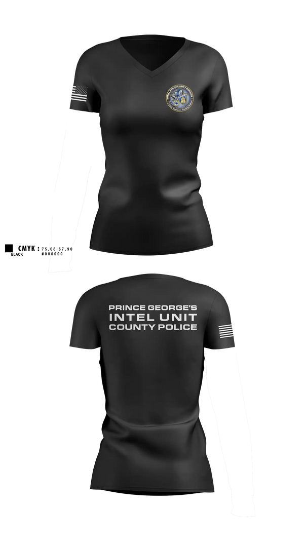 Prince George's County Police Homeland Security Intelligence Unit Women's Short Sleeve V-neck Shirt - 16