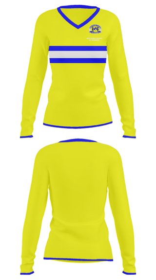 Women's Long Sleeve Vneck Shirt, Montessori School Of Oceanside, Spirit Store, Teamtime, Team time, sublimation, custom sports apparel, team uniforms, spirit wear, spiritwear, sports uniforms, custom shirts, team store, custom team store, fundraiser sports, apparel fundraiser