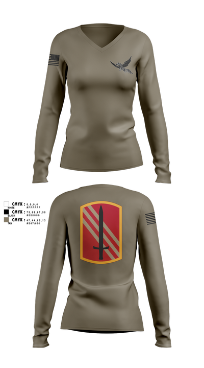 196th BDE SIG CO 21636857 Women's Long Sleeve V-neck Shirt - 2