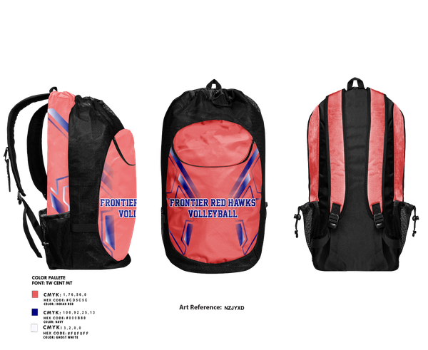 Gear Bag, Frontier Red Hawks, Women's Volleyball, Teamtime, Team time, sublimation, custom sports apparel, team uniforms, spirit wear, spiritwear, sports uniforms, custom shirts, team store, custom team store, fundraiser sports, apparel fundraiser