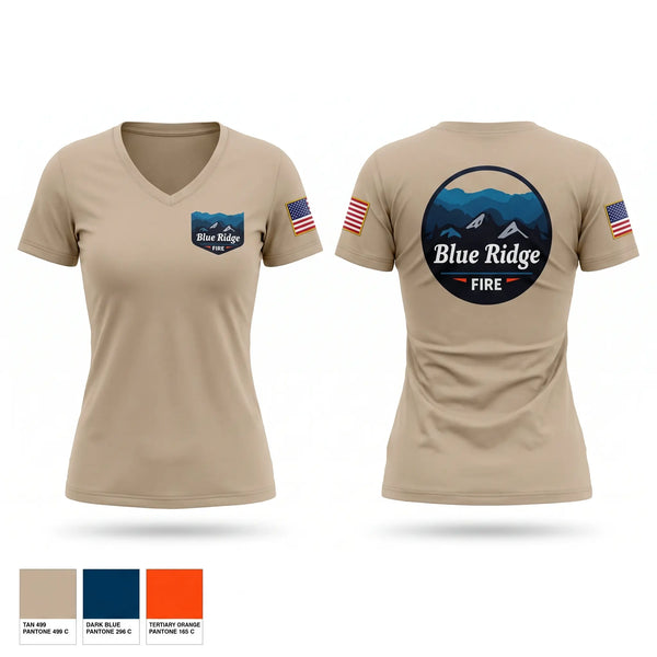 Womens Short Sleeve Vneck Shirt, Blue Ridge Fire, Fire Department, Teamtime, Team time, sublimation, custom sports apparel, team uniforms, spirit wear, spiritwear, sports uniforms, custom shirts, team store, custom team store, fundraiser sports, apparel fundraiser