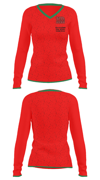 Women's Long Sleeve Vneck Shirt, New Richmond High School Basketball, Women's Basketball, Teamtime, Team time, sublimation, custom sports apparel, team uniforms, spirit wear, spiritwear, sports uniforms, custom shirts, team store, custom team store, fundraiser sports, apparel fundraiser