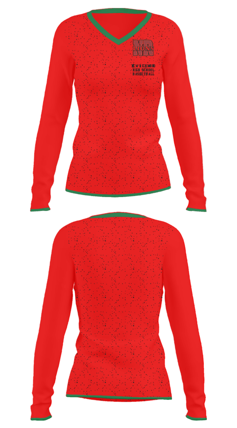 Women's Long Sleeve Vneck Shirt, New Richmond High School Basketball, Women's Basketball, Teamtime, Team time, sublimation, custom sports apparel, team uniforms, spirit wear, spiritwear, sports uniforms, custom shirts, team store, custom team store, fundraiser sports, apparel fundraiser