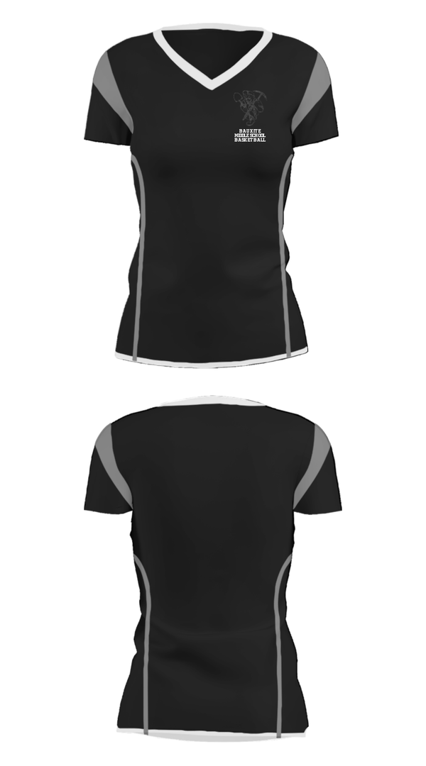 Women's Short Sleeve Vneck Shirt, Bauxite Middle School Basketball, Men's Basketball, Teamtime, Team time, sublimation, custom sports apparel, team uniforms, spirit wear, spiritwear, sports uniforms, custom shirts, team store, custom team store, fundraiser sports, apparel fundraiser