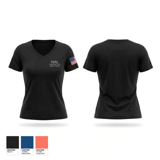 Womens Short Sleeve Vneck Shirt, Kelly volunteer fire department, Fire Department, Teamtime, Team time, sublimation, custom sports apparel, team uniforms, spirit wear, spiritwear, sports uniforms, custom shirts, team store, custom team store, fundraiser sports, apparel fundraiser