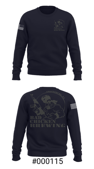 Crew Neck Sweatshirt, Bad Chicken Brewing, Army, Teamtime, Team time, sublimation, custom sports apparel, team uniforms, spirit wear, spiritwear, sports uniforms, custom shirts, team store, custom team store, fundraiser sports, apparel fundraiser