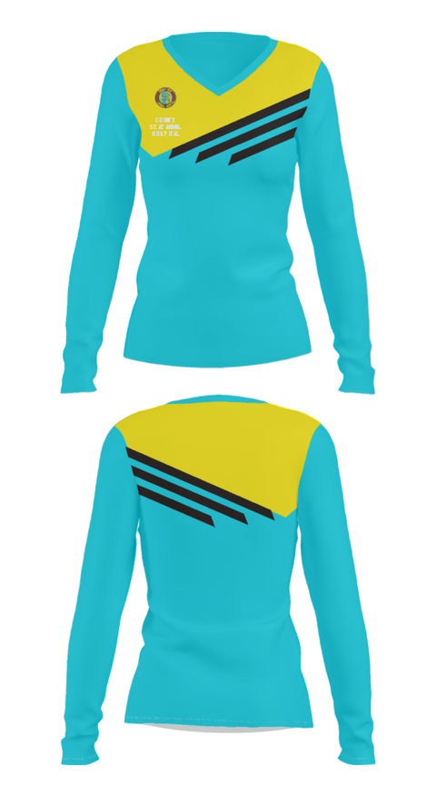 Women's Long Sleeve Vneck Shirt, County Seat Animal HospitalCounty Seat Animal Hospital, , Teamtime, Team time, sublimation, custom sports apparel, team uniforms, spirit wear, spiritwear, sports uniforms, custom shirts, team store, custom team store, fundraiser sports, apparel fundraiser
