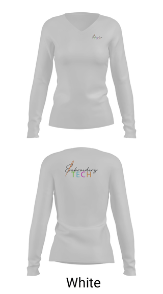 Women's Long Sleeve Vneck Shirt, Embroidery Tech, , Teamtime, Team time, sublimation, custom sports apparel, team uniforms, spirit wear, spiritwear, sports uniforms, custom shirts, team store, custom team store, fundraiser sports, apparel fundraiser