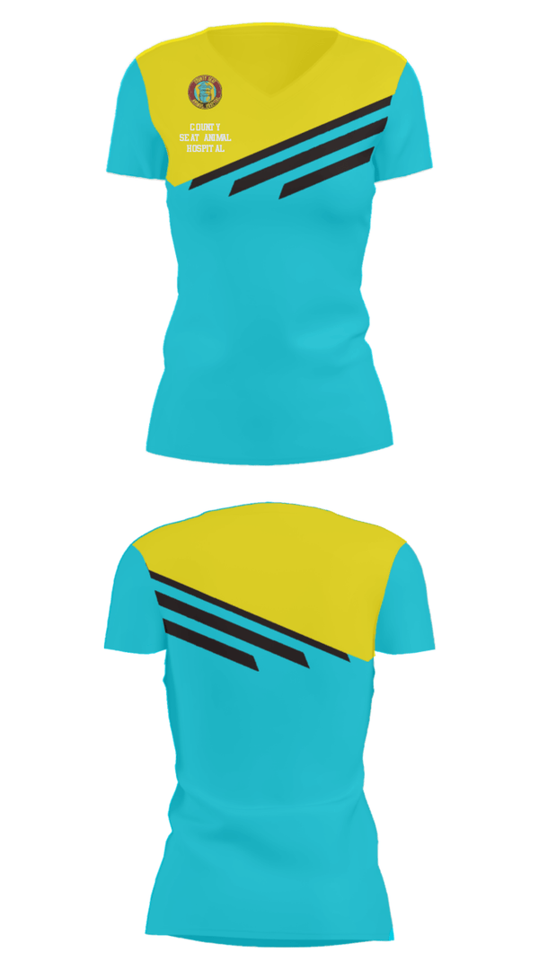 Women's Short Sleeve Vneck Shirt, County Seat Animal HospitalCounty Seat Animal Hospital, , Teamtime, Team time, sublimation, custom sports apparel, team uniforms, spirit wear, spiritwear, sports uniforms, custom shirts, team store, custom team store, fundraiser sports, apparel fundraiser