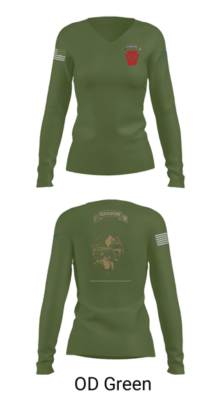 Women's Long Sleeve Vneck Shirt, 1-111th IN BN 38506759, Army, Teamtime, Team time, sublimation, custom sports apparel, team uniforms, spirit wear, spiritwear, sports uniforms, custom shirts, team store, custom team store, fundraiser sports, apparel fundraiser