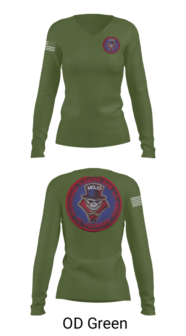 Women's Long Sleeve Vneck Shirt, 1-244th AASF, National Guard, Teamtime, Team time, sublimation, custom sports apparel, team uniforms, spirit wear, spiritwear, sports uniforms, custom shirts, team store, custom team store, fundraiser sports, apparel fundraiser
