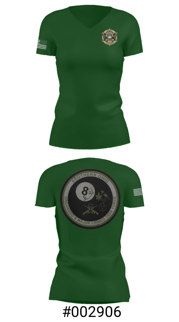 Women's Short Sleeve Vneck Shirt, Southern Ohio Organized and Major Crimes Task Force, Police, Teamtime, Team time, sublimation, custom sports apparel, team uniforms, spirit wear, spiritwear, sports uniforms, custom shirts, team store, custom team store, fundraiser sports, apparel fundraiser