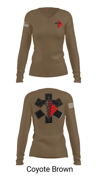Women's Long Sleeve Vneck Shirt, 307th Medics, Army, Teamtime, Team time, sublimation, custom sports apparel, team uniforms, spirit wear, spiritwear, sports uniforms, custom shirts, team store, custom team store, fundraiser sports, apparel fundraiser