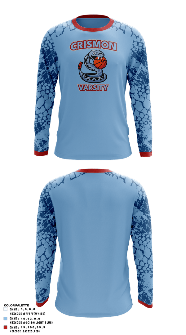 Long Sleeve Performance Shirt, Crismon Rattlers, Women's Basketball, Teamtime, Team time, sublimation, custom sports apparel, team uniforms, spirit wear, spiritwear, sports uniforms, custom shirts, team store, custom team store, fundraiser sports, apparel fundraiser