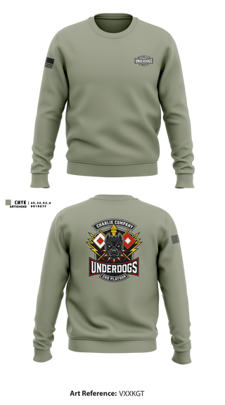 Crew Neck Sweatshirt, C co 2nd plt Underdogs, Army, Teamtime, Team time, sublimation, custom sports apparel, team uniforms, spirit wear, spiritwear, sports uniforms, custom shirts, team store, custom team store, fundraiser sports, apparel fundraiser