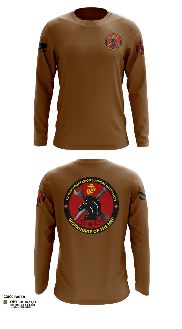 Long Sleeve Performance Shirt, 2d Transportation Support Battalion, Marines, Teamtime, Team time, sublimation, custom sports apparel, team uniforms, spirit wear, spiritwear, sports uniforms, custom shirts, team store, custom team store, fundraiser sports, apparel fundraiser