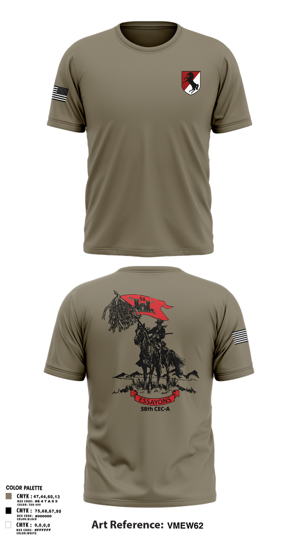 Old School Cotton Feel Shirt, 58th CEC-A, Army, Teamtime, Team time, sublimation, custom sports apparel, team uniforms, spirit wear, spiritwear, sports uniforms, custom shirts, team store, custom team store, fundraiser sports, apparel fundraiser