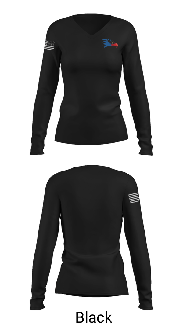 Women's Long Sleeve Vneck Shirt, Flat Rock Middle School, Spirit Store, Teamtime, Team time, sublimation, custom sports apparel, team uniforms, spirit wear, spiritwear, sports uniforms, custom shirts, team store, custom team store, fundraiser sports, apparel fundraiser