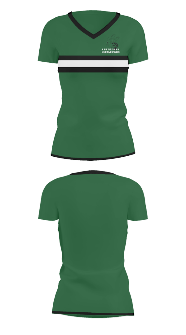 Women's Short Sleeve Vneck Shirt, Highland High School Bowling, Bowling, Teamtime, Team time, sublimation, custom sports apparel, team uniforms, spirit wear, spiritwear, sports uniforms, custom shirts, team store, custom team store, fundraiser sports, apparel fundraiser
