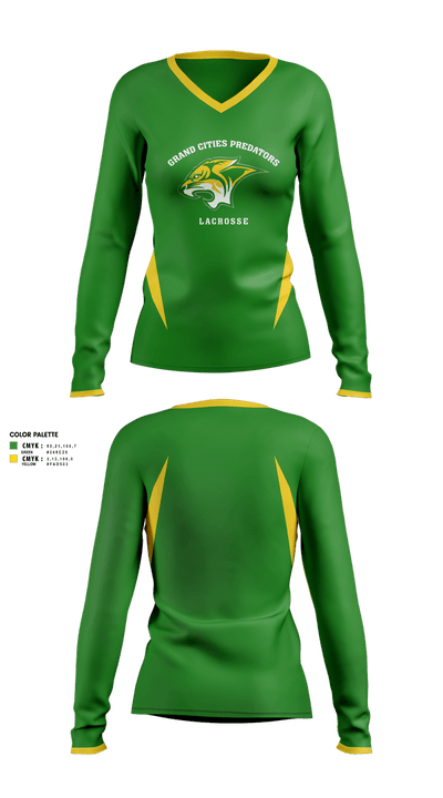 Grand cities predators Women's Long Sleeve V-neck Shirt - 1