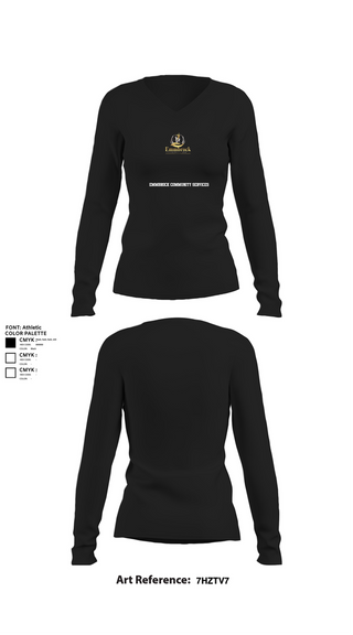Womens Long Sleeve Vneck Shirt, EMMBROCK COMMUNITY SERVICES, , Teamtime, Team time, sublimation, custom sports apparel, team uniforms, spirit wear, spiritwear, sports uniforms, custom shirts, team store, custom team store, fundraiser sports, apparel fundraiser