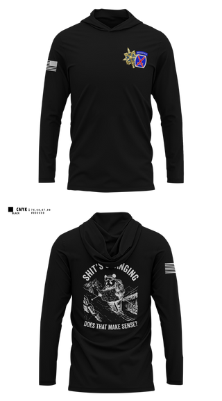 Long Sleeve Performance Shirt with hood, 10th MTN, G2 ACE, Army, Teamtime, Team time, sublimation, custom sports apparel, team uniforms, spirit wear, spiritwear, sports uniforms, custom shirts, team store, custom team store, fundraiser sports, apparel fundraiser