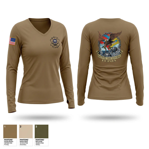 Womens Long Sleeve Vneck Shirt, MWTC FCPOA, Navy, Teamtime, Team time, sublimation, custom sports apparel, team uniforms, spirit wear, spiritwear, sports uniforms, custom shirts, team store, custom team store, fundraiser sports, apparel fundraiser
