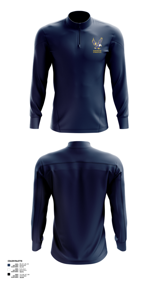 Quarter Zip Jacket, Barrington High School Gymnastics, Spirit Store, Teamtime, Team time, sublimation, custom sports apparel, team uniforms, spirit wear, spiritwear, sports uniforms, custom shirts, team store, custom team store, fundraiser sports, apparel fundraiser