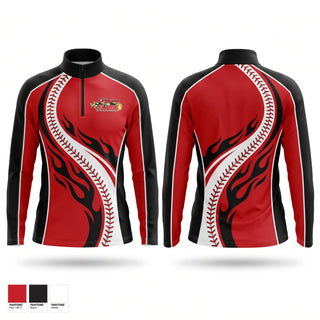 Quarter Zip Jacket, Crimson Flames, Softball, Teamtime, Team time, sublimation, custom sports apparel, team uniforms, spirit wear, spiritwear, sports uniforms, custom shirts, team store, custom team store, fundraiser sports, apparel fundraiser