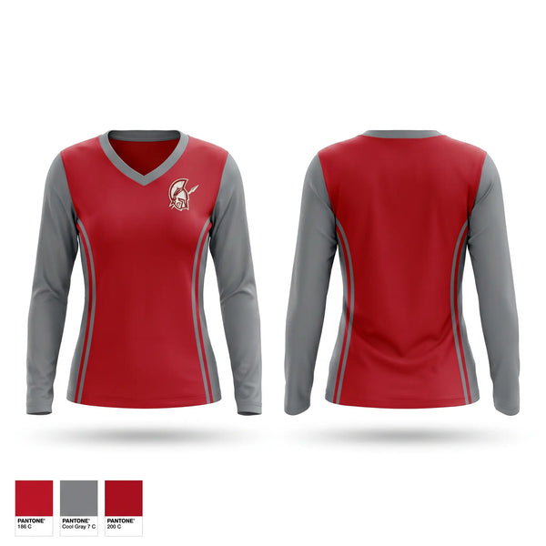 Womens Long Sleeve Vneck Shirt, Warriors, , Teamtime, Team time, sublimation, custom sports apparel, team uniforms, spirit wear, spiritwear, sports uniforms, custom shirts, team store, custom team store, fundraiser sports, apparel fundraiser