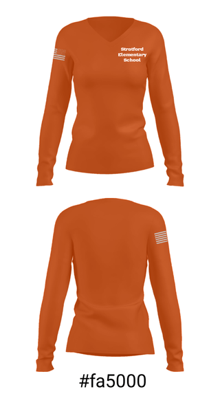 Women's Long Sleeve Vneck Shirt, Stratford Elementary School, Spirit Store, Teamtime, Team time, sublimation, custom sports apparel, team uniforms, spirit wear, spiritwear, sports uniforms, custom shirts, team store, custom team store, fundraiser sports, apparel fundraiser