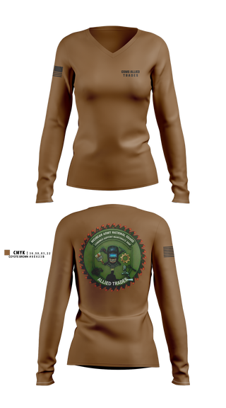 Womens Long Sleeve Vneck Shirt, CSMS ALLIED TRADES, National Guard, Teamtime, Team time, sublimation, custom sports apparel, team uniforms, spirit wear, spiritwear, sports uniforms, custom shirts, team store, custom team store, fundraiser sports, apparel fundraiser