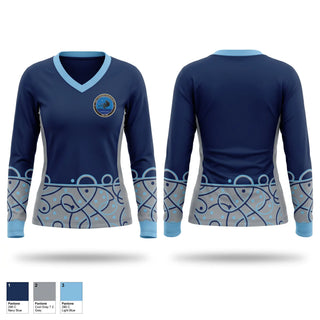 Womens Long Sleeve Vneck Shirt, PMA-230, , Teamtime, Team time, sublimation, custom sports apparel, team uniforms, spirit wear, spiritwear, sports uniforms, custom shirts, team store, custom team store, fundraiser sports, apparel fundraiser