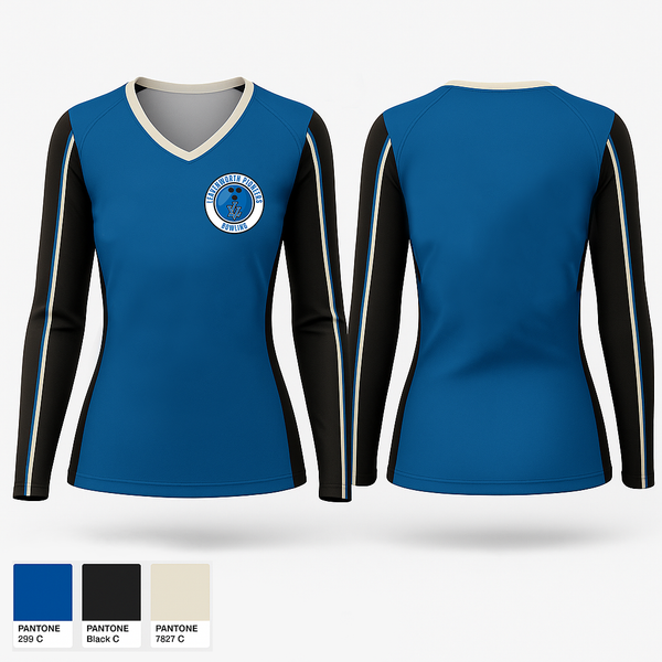 Womens Long Sleeve Vneck Shirt, Leavenworth Pioneer Bowling, Bowling, Teamtime, Team time, sublimation, custom sports apparel, team uniforms, spirit wear, spiritwear, sports uniforms, custom shirts, team store, custom team store, fundraiser sports, apparel fundraiser