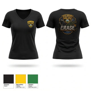 Womens Short Sleeve Vneck Shirt, West Virginia Natural Resources Police ERASE Unit, Police, Teamtime, Team time, sublimation, custom sports apparel, team uniforms, spirit wear, spiritwear, sports uniforms, custom shirts, team store, custom team store, fundraiser sports, apparel fundraiser