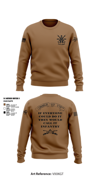 Crew Neck Sweatshirt, Charlie Co, Army, Teamtime, Team time, sublimation, custom sports apparel, team uniforms, spirit wear, spiritwear, sports uniforms, custom shirts, team store, custom team store, fundraiser sports, apparel fundraiser