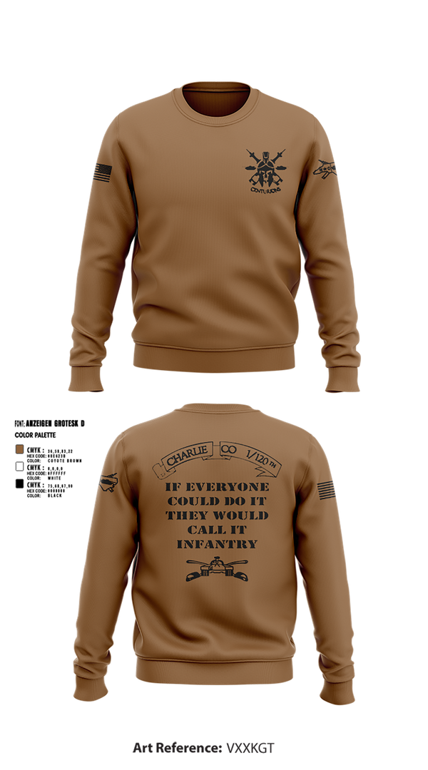 Crew Neck Sweatshirt, Charlie Co, Army, Teamtime, Team time, sublimation, custom sports apparel, team uniforms, spirit wear, spiritwear, sports uniforms, custom shirts, team store, custom team store, fundraiser sports, apparel fundraiser