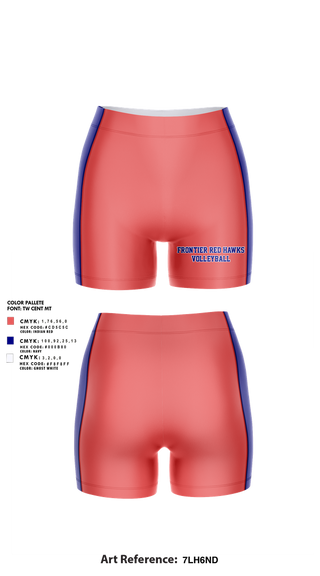 Womens Shorts, Frontier Red Hawks, Women's Volleyball, Teamtime, Team time, sublimation, custom sports apparel, team uniforms, spirit wear, spiritwear, sports uniforms, custom shirts, team store, custom team store, fundraiser sports, apparel fundraiser
