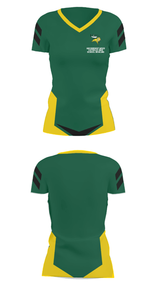 Women's Short Sleeve Vneck Shirt, Archbishop Wood Catholic High School Bowling, Bowling, Teamtime, Team time, sublimation, custom sports apparel, team uniforms, spirit wear, spiritwear, sports uniforms, custom shirts, team store, custom team store, fundraiser sports, apparel fundraiser