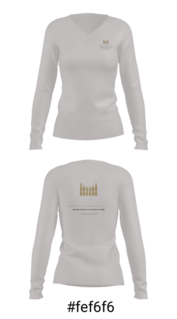 Women's Long Sleeve Vneck Shirt, Guild fence company LLC, , Teamtime, Team time, sublimation, custom sports apparel, team uniforms, spirit wear, spiritwear, sports uniforms, custom shirts, team store, custom team store, fundraiser sports, apparel fundraiser