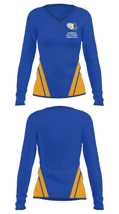 Sahuarita High School Basketball 28858390 Women's Long Sleeve V-neck Shirt - 23