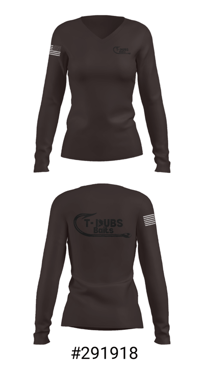 TDubs Baits 96783321 Women's Long Sleeve V-neck Shirt - 20